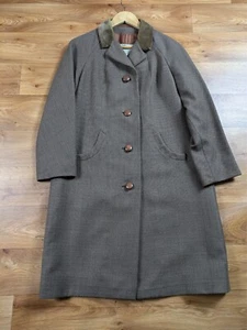 AQUASCUTUM pure new wool COAT 10 (est) TRENCH PRINCESS long velvet collar fit - Picture 1 of 23