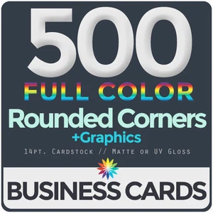 500 Full Color Business Cards BothSides ROUNDED CORNERS, FREE DESIGN & SHIPPING - Picture 1 of 2