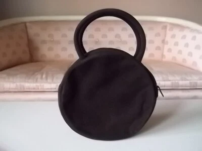 复古罕见 Koret 巧克力棕色麂皮绒圆形/圆形拉链晚装钱包/袋 7 — 第 1/4 张图片