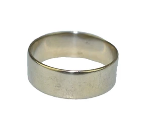 VINTAGE 14K WHITE GOLD MENS 7.6mm WIDE FLAT WEDDING BAND RING 5.9g SIZE 11.5 - Picture 1 of 3