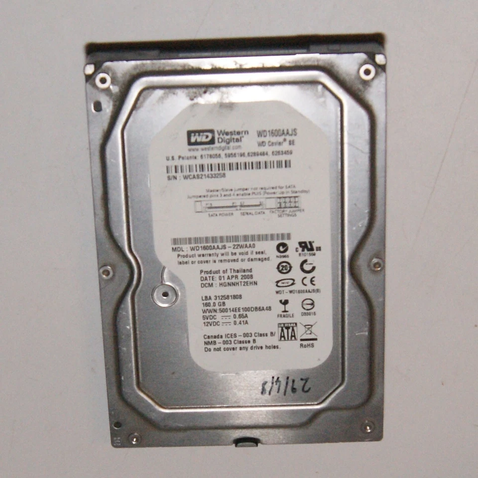 WESTERN DIGITAL WD1600AAJS SATA 3.5" Internal Desktop PC Hard Drive 160GB HDD - Image 1 of 1