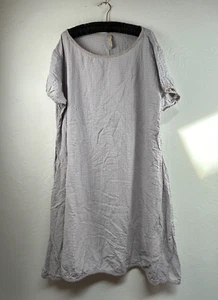 Cynthia Ashby Martha Short Sleeve Bohemian Sheath Dress Womens Large Ice Gray - Picture 1 of 10