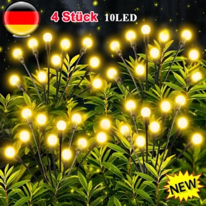 Solar-Gartenlichter 10 LED 4X Solarlampen Wasserdicht Glühwürmchen Solarleuchten - Bild 1 von 20