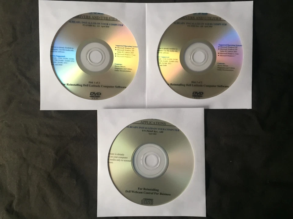 DELL Latitude 2100 E4200 E4300 E5400 E5500 E6400 E6500 XT2 Drivers and Webcam CD - Image 1 of 1