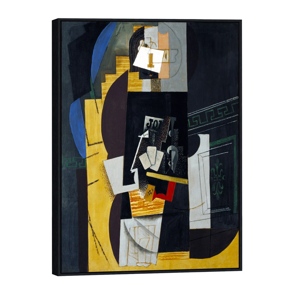 ANYA'S ARTFULHOME Framed Canvas Giclee Print Art Card Player by Pablo Picasso Wall Art 24"x32"