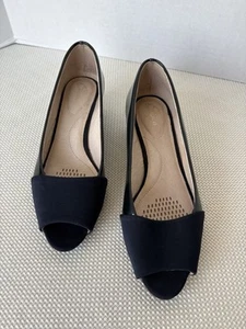 Sudini Black Size7 Shoes Peep Toe Wedge Wevly Patent - Picture 1 of 10