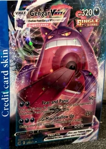 Gengar VMax Pokémon Debit Credit Card Skin - Small Chip - Holographic - Picture 1 of 4