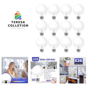 Daylight White 5000K G25 LED Globe Bulbs - 12-Pack Non-Dimmable Beauty Lights - Picture 1 of 11