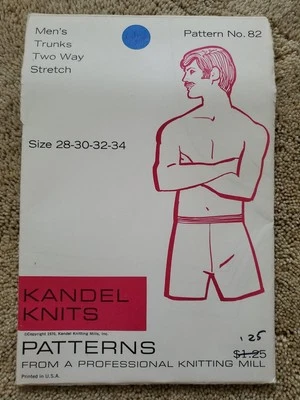 Kandel Knits Vintage 1970's Pattern #82 Men’s Trunks Swim Suit - Image 1 of 2
