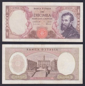 Banconota Italia 10000 lire Michelangelo 1973 P.-97f BB/VF - Foto 1 di 1