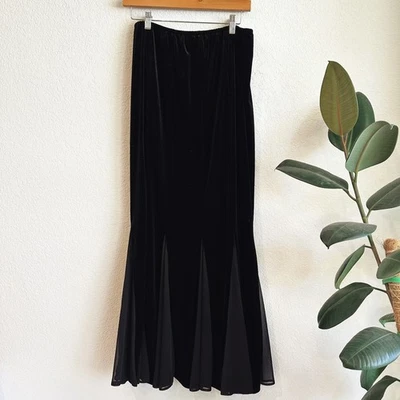 VTG MSK Evening Maxi Velvet Skirt 10 Flared Stretch Whimsygoth Romantic Witchy - Image 1 of 4