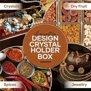 Box Case Display Rock Collection Wooden Crystal Holder And Healing 9 Compartment - Picture 1 of 8