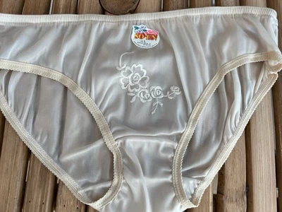 VINTAGE by SO EN SILKY NYLON BIKINI PANTIES sz L - Image 1 of 2