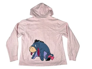 Disney Eeyore Hoodie Womens XL Pink Full Zip Moody Sweatshirt Winnie the Pooh - Picture 1 of 9
