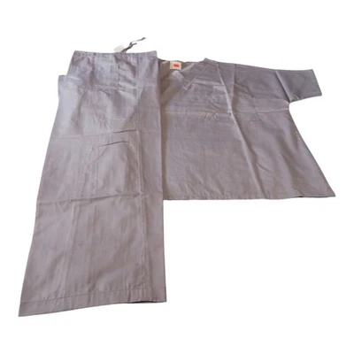 Women Scrub Set 2X Grey 100% Cotton String Closure - Image 1 of 2