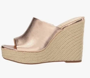 Sandalo con zeppa Jessica Simpson Serilla Espadrillas nuovo con scatola tono oro rosa metallizzato - Foto 1 di 10
