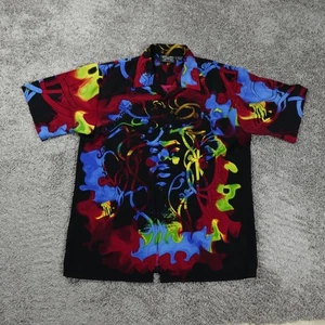 Vintage Dragonfly Shirt Mens Extra Large Y2K Jimi Hendrix Abstract Print Button - Picture 1 of 9