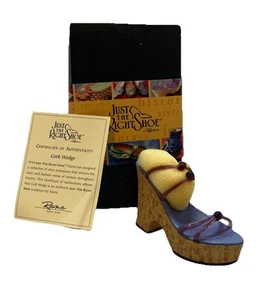 Vintage Figurine Just The Right Shoe Cork Wedge Circa 1970 By Raine 1999 W/ COA - Picture 1 of 3