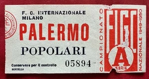 BIGLIETTO CALCIO CAMPIONATO 1949/50 F.C. INTERNAZIONALE MILANO PALERMO POPOLARI - Foto 1 di 5