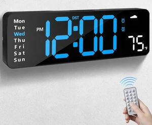 Reloj de Pared Digital con Mando a Distancia, Pantalla Grande Enchufe Alarma Digital C... - Imagen 1 de 9