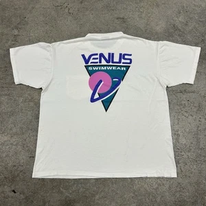 Vintage 90s Venus Swimwear Promo Tee White T-Shirt Adult Large USA Rare Colorful - Picture 1 of 11