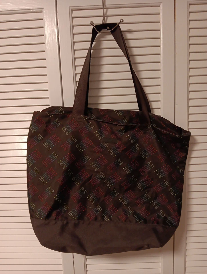 Nuevo Con Etiqueta Victoria Secret Rosa Bolso de Hombro Arco Iris Logo Lona Bolso Escuela Foto 1 de 4