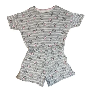 Disney Gris y Rosa Mickey y Minnie Mouse Juego de 2 Piezas 3 Bolsillos Pijama Para Mujer Talla L - Imagen 1 de 11