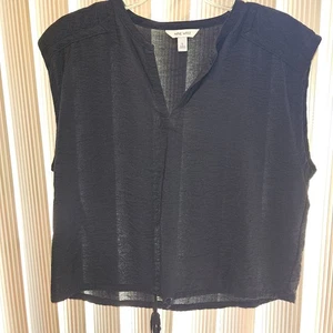NINE WEST Woman's Black Blouse Boxy V-neck & Drawstring at Hem - Large - Picture 1 of 7