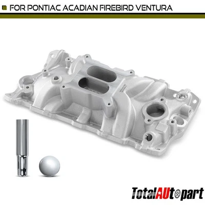 Colector de admisión de doble plano de aluminio con tubo de llenado de aceite para bloque pequeño Pontiac Foto 1 de 4