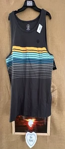 Neu mit Etikett Volcom Herren L Pullover Tank grau-mehrfarbig gestreift Shirt Bangladesch - Bild 1 von 6