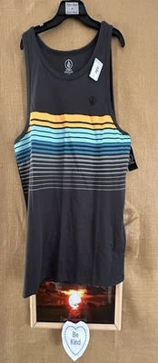 NWT Volcom men’s L pullover tank gray-multi-color striped shirt Bangladesh - Image 1 of 4