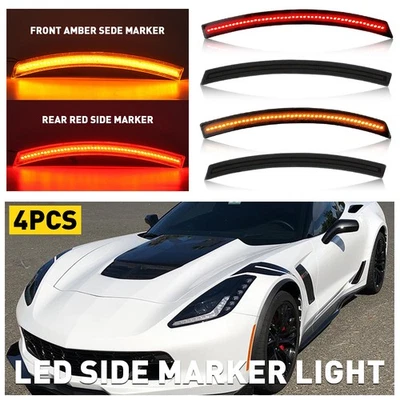 Luces LED laterales de repuesto ahumadas para Chevrolet Corvette C7 2014-2019 4X Foto 1 de 4
