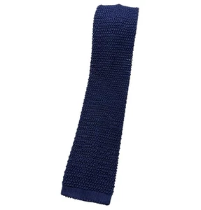 PAUL STUART Men's 100% Silk Knit Necktie LUXURY Tie XL Solid Blue W:2.7 EUC - Picture 1 of 5