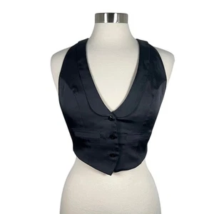 Chaleco Guess Auténtico Para Mujer Espalda Corredora S Negro Botón Delantero Y2K - Imagen 1 de 8