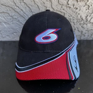 Roush Racing Hat Cap Strap Back Black Red White NASCAR Racing Number 6 Mens - Picture 1 of 9