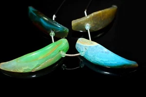 AAA+ Natural Sky & Green Agate Nail Shape Gemstone Loose Beads 3" Jewelry Making - Picture 1 of 9