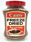 Cain's 100% Freeze Dried Coffee Sealed Glass Jar Advertising 4 oz Prop Vintage