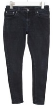 NUDIE Skinny Lin Black Jeans Men's W31/L32 Zip Fly Whiskers Faded Casual