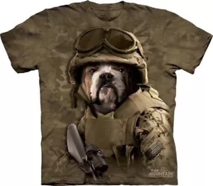 The Mountain Combat Sam Bulldog Hund braun lustig Baumwolle T-Shirt Erwachsene S-M - Bild 1 von 6