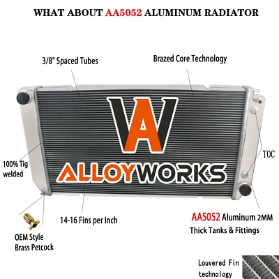 2 Rows Radiator Fit 1994-20000 Chevy GMC C/K Series 1500 2500 3500 Yukon 6.5L V8 Foto 1 de 4