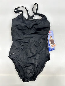 Speedo Size 6 Women's 1-Piece Retro Look Black White SwimSuit Summer Swim Suit - Picture 1 of 4