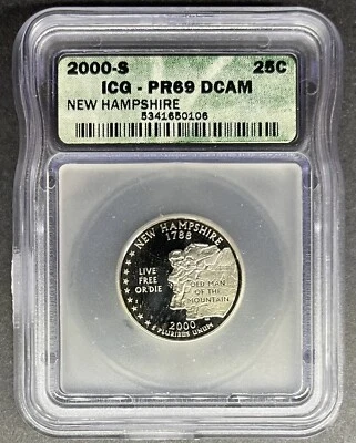2000-S Proof New Hampshire Quarter ICG PR-69 DCAM, Buy 3 Items, Get $5 Off!! - Image 1 of 2