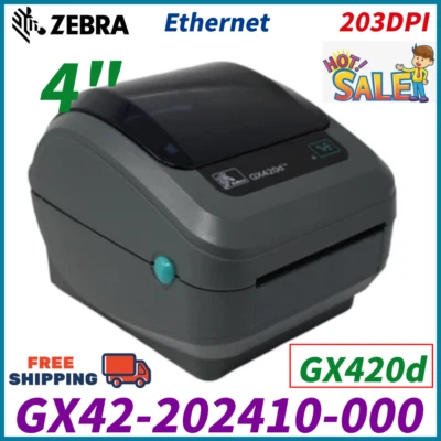 Zebra GX420d GX42-202410-000 203dpi Direct Thermal Desktop Printer Label Printer - Image 1 of 4