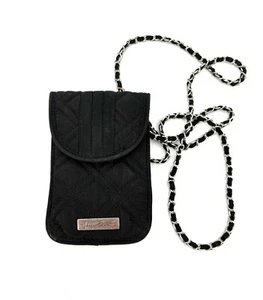 Vera Bradley BLACK CROSSBODY Phone Purse Wallet With Silver Chain Strap - Picture 1 of 6