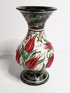 Jarrón de cerámica pintado a mano con tulipán pavo? 5 pulgadas - Imagen 1 de 6