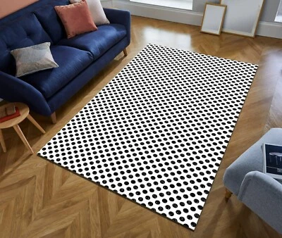 Black And White Rug, Geometric Design Digital Printed Rug, Popular Rug - Image 1 of 4