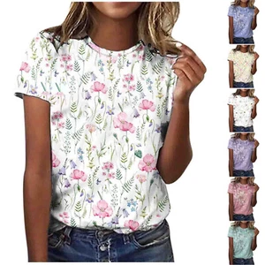 Women T Shirts Casual Summer Loose Slim-Fit Trendy Blouse - Picture 1 of 24