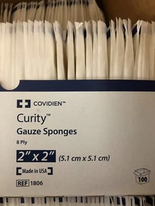1800 Curity 1806 8-Ply Gauze Dressing Sponges Sterile Square 2 X 2" Case Of 1800 - Picture 1 of 2