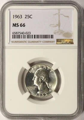 1963 25c Washington Quarter NGC MS66 - Image 1 of 4