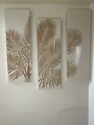 Vintage Panels Wall Art Carved Wood Of Palm Tree 3 Panels